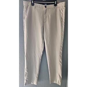 Men's Tek Gear Golf Dressy Pants Biege Size 38x32 Light Weight Zip Fly Pockets
